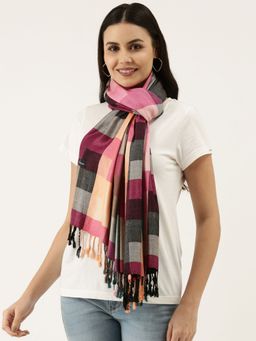 Pashmoda - Women Pink Checkered Stole
