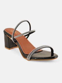 SCENTRA - Akina Black Embellished Heel Sandals