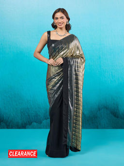 Gajra Gang - Pixie Dust Black Ombre Sequined Georgette Saree GGPDSAR02