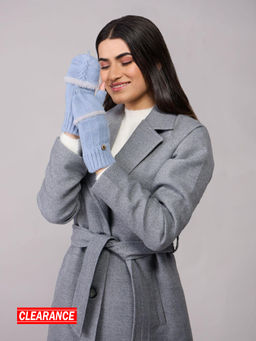 Twenty Dresses by Nykaa Fashion - Blue Self Textured Pocket Detail Open Finger Winter Gloves