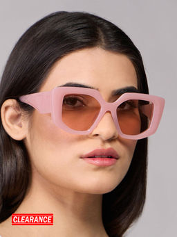 Twenty Dresses by Nykaa Fashion - Pink Solid Thick Temples Oversized Irregular Sunglasses