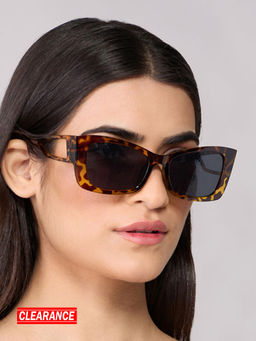 Twenty Dresses by Nykaa Fashion - Brown Animal Print Cat Eye Acrylic Sunglasses