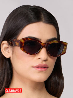 Twenty Dresses by Nykaa Fashion - Brown Animal Print Oval Full Rim Sunglasses