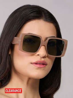Twenty Dresses by Nykaa Fashion - Beige Solid Oversized Square Acrylic Sunglasses