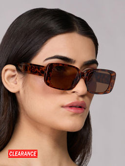 Twenty Dresses by Nykaa Fashion - Brown Animal Print Full Rim Rectangular Sunglasses