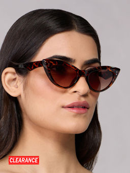 Twenty Dresses by Nykaa Fashion - Brown Animal Print Gradient Lens Cat Eye Sunglasses