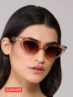 Twenty Dresses by Nykaa Fashion - Beige Translucent Gradient Lens Cat Eye Acrylic Sunglasses