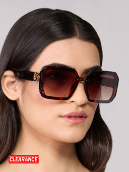 Twenty Dresses by Nykaa Fashion - Brown Animal Print Butterfly Shaped Full Rim Sunglasses