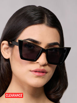 Twenty Dresses by Nykaa Fashion - Black Solid Gold Detail Cat Eye Sunglasses
