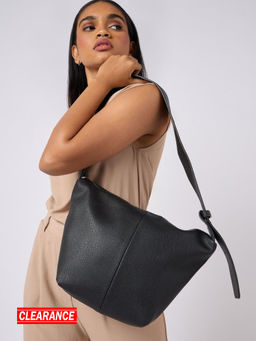 Twenty Dresses by Nykaa Fashion - Black Solid Slouchy Crossbody Sling Bag