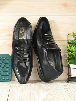 Hitz - Men's Black Leather Formal Slip On Shoes