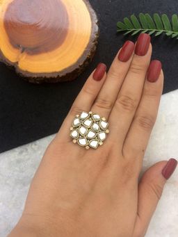 PAYA - Kundan And Pearl Square Ring