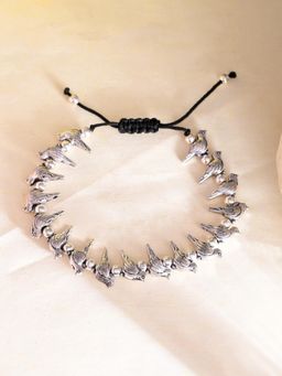 Silvermerc Designs - Silver- Plated Beads Black Trade Anklet