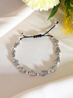 Silvermerc Designs - Silver- Plated Fish And Beads Black Trade Anklet