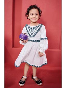 Tiny Twills - Girls Rayon Jacquard Fit and Flared Dress