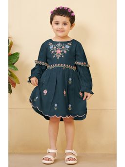 Tiny Twills - Girls Rayon Jacquard Embroidered Frock
