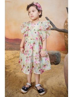 Tiny Twills - Girls Organza Water Color Printed Frock