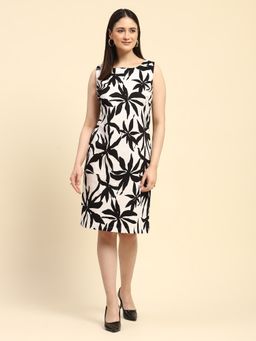 Global Republic - Cotton Poplin Tropical Print Boat Neck Dress