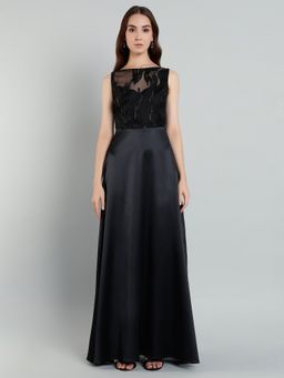 MISH - LUXE By Mish Black Sleeveless Fit and Flare Maxi Dress