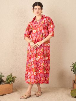 Uptownie - Front Pleated Floral Midi Dress