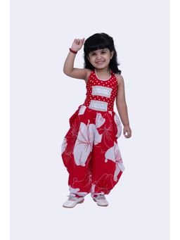TWISHA - Sleeveless Smart Polka And Pansies Jumpsuit -Red & White