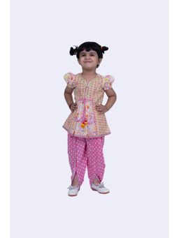 TWISHA - Printed Breezy Beach Top & Dhoti-White & Pink (Set of 2)