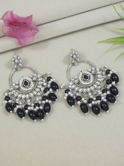 I Jewels - Traditional Handcrafted Kundan Pearl Chandbali Dangle Earrings