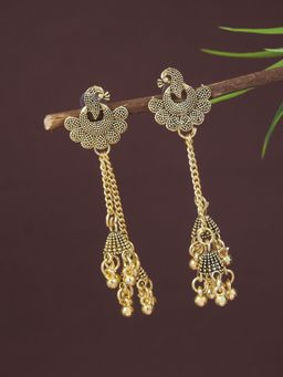 I Jewels - Gold Plated Traditional Ethnic Chain Earrings for Women