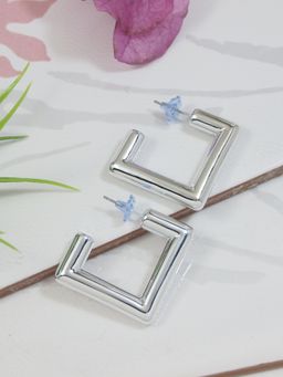 I Jewels - Plated Classic Square Shaped Lightweight Minimal Hoop Earrings