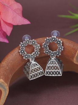 I Jewels - Ethnic Oxidised Afghani Jhumka Earrings for Women