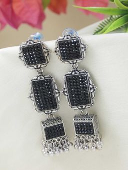 I Jewels - Ethnic Oxidised Boho Afghani Style Earrings for Women