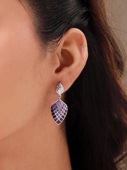 Voylla - Purple Fractals In Nature Pixel Symmetry Dangle Earrings