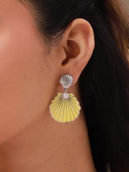 Voylla - Yellow Fractals In Nature Coral Labyrinth Drop Earrings