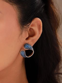 Voylla - Blue Fractals In Nature Ripple Fracta Drop Earrings