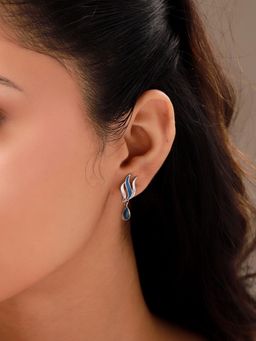 Voylla - Blue Fractals In Nature Fractal Vines Drop Earrings