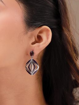 Voylla - Purple Fractals In Nature Petal Within Dangle Earrings
