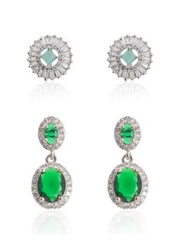 Yellow Chimes - Multi-Color Mint Stone Studs and Dangler Earrings (Pack of 2)