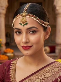 Yellow Chimes - Multi-Color Gold Plated Handcrafted Bridal Matha Patti