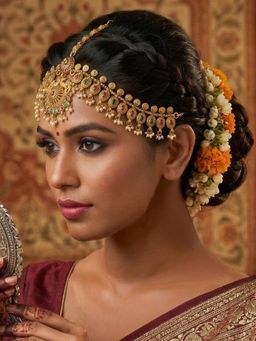 Yellow Chimes - Multi-Color Stone Gold Plated Maha Patti