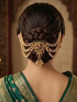 Yellow Chimes - Multi-Color Kundan Dangling Beads Bridal Juda Pin