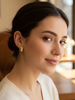 Yellow Chimes - Gold Minimal Modern Leaf Design Drop Earrings