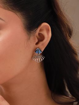 Voylla - Blue Fractals In Nature Fracta Recura Front And Back Drop Earrings