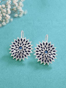 Voylla - Blue Fractals In Nature Quantum Bloom Drop Earrings
