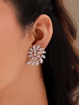 Voylla - White Fractals In Nature Spiral Bloom Stud Earrings