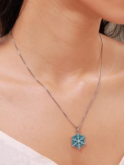 Voylla - Green Fractals In Nature Symmetra Enamel Pendant Necklace