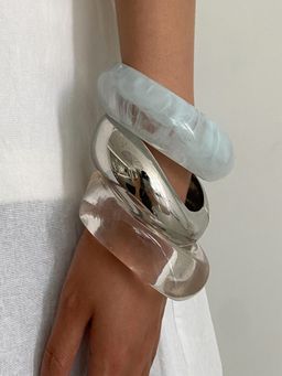AQUASTREET - Blue Chunky Oversized Bold Acrylic Resin Bangles (Pack of 3) (2.8)