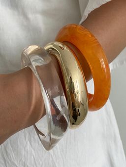 AQUASTREET - Orange Chunky Oversized Bold Acrylic Resin Bangles (Pack of 3) (2.8)