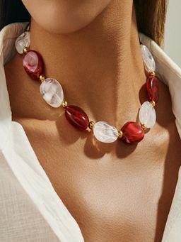 AQUASTREET - Multi-Color Gold Plated Anti-Tarnish Big Acrylic Resin Beaded Necklace