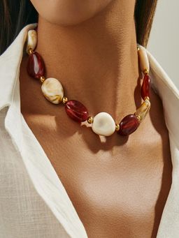 AQUASTREET - Multi-Color Gold Plated Anti-Tarnish Big Acrylic Resin Beaded Necklace
