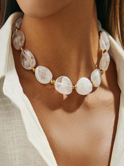 AQUASTREET - Gold Plated Anti-Tarnish Big Transparent Acrylic Resin Beaded Necklace